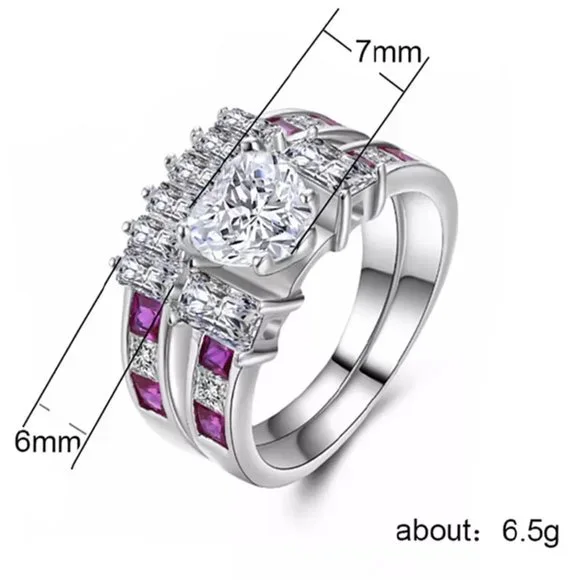 💎925 Silver Plated Beautiful Heart Shaped CZ Women Ring, MLNN1016 - Picture 3 of 5